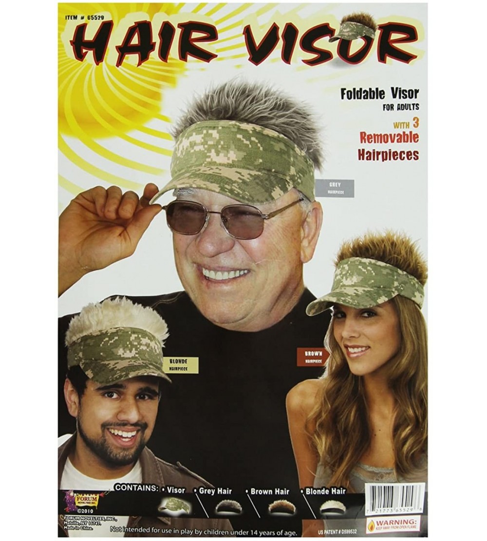 Visors Unisex 70's Style Visor with Spiky Hair - Olive / Brown / Yellow - CO118W78CUP $12.67