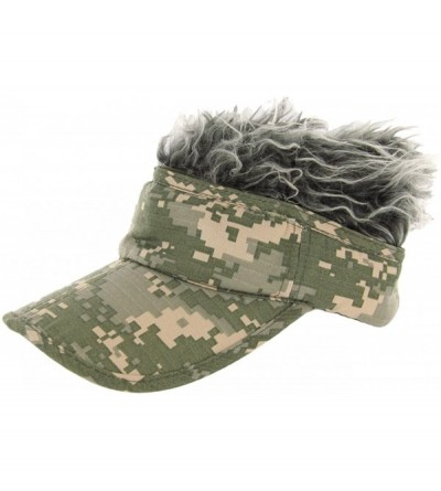 Visors Unisex 70's Style Visor with Spiky Hair - Olive / Brown / Yellow - CO118W78CUP $12.67