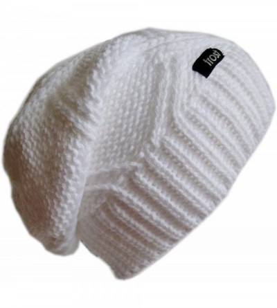 Skullies & Beanies Slouchy Beanie for Women - Plush Knitted Winter Hat Stocking Cap M113NF - White - CV11C1IKLWN $13.08