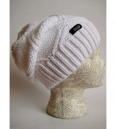 Skullies & Beanies Slouchy Beanie for Women - Plush Knitted Winter Hat Stocking Cap M113NF - White - CV11C1IKLWN $13.08