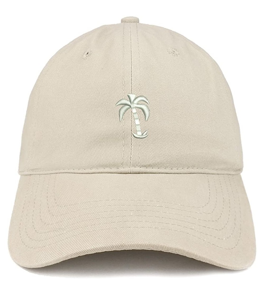 Baseball Caps Palm Tree Embroidered Soft Low Profile Adjustable Cotton Cap - Stone - CR12O637ORY $19.53