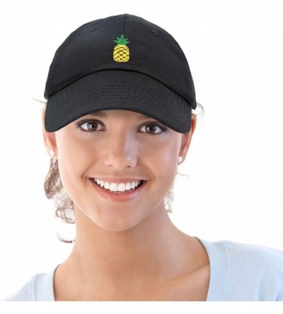 Baseball Caps Pineapple Hat Unstructured Cotton Baseball Cap - Black - CW180SWT2ZI $9.95