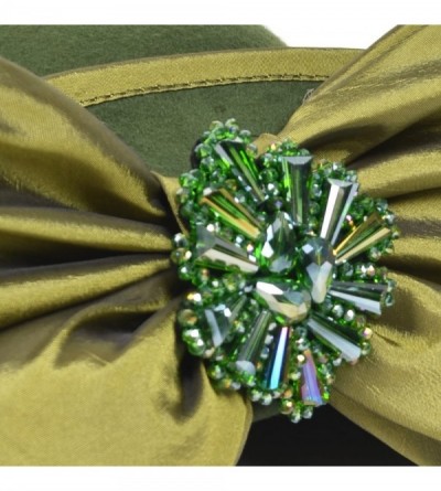 Fedoras Women Wool Felt Plume Church Dress Winter Hat - Asymmetry-olive Green - C61895GY709 $29.64