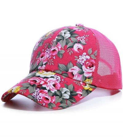 Baseball Caps Unisex Casual Floral Headwear Stretchy Soft Hats Comfort Baseball Cap Baseball Caps - Rose Red - CI18RGUIETA $1...