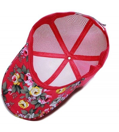 Baseball Caps Unisex Casual Floral Headwear Stretchy Soft Hats Comfort Baseball Cap Baseball Caps - Rose Red - CI18RGUIETA $1...