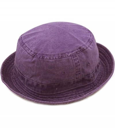 Bucket Hats 100% Cotton Canvas & Pigment Dyed Packable Summer Travel Bucket Hat - 2. Pigment - Purple - CQ196EWQ7KS $11.48