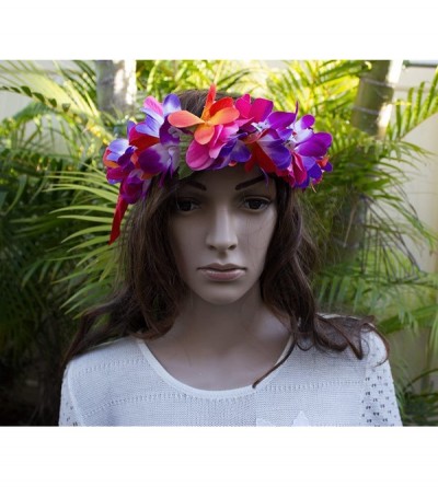 Headbands Women Floral Headband Hawaiian Plumeria Flower Haku elastic Leis - Multicolor - CL189CD547Y $10.58