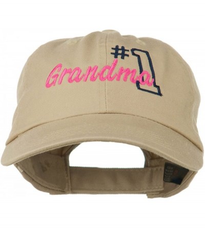 Baseball Caps Number 1 Grandma Embroidered Cotton Cap - Khaki - CX11ND5GUEL $45.09