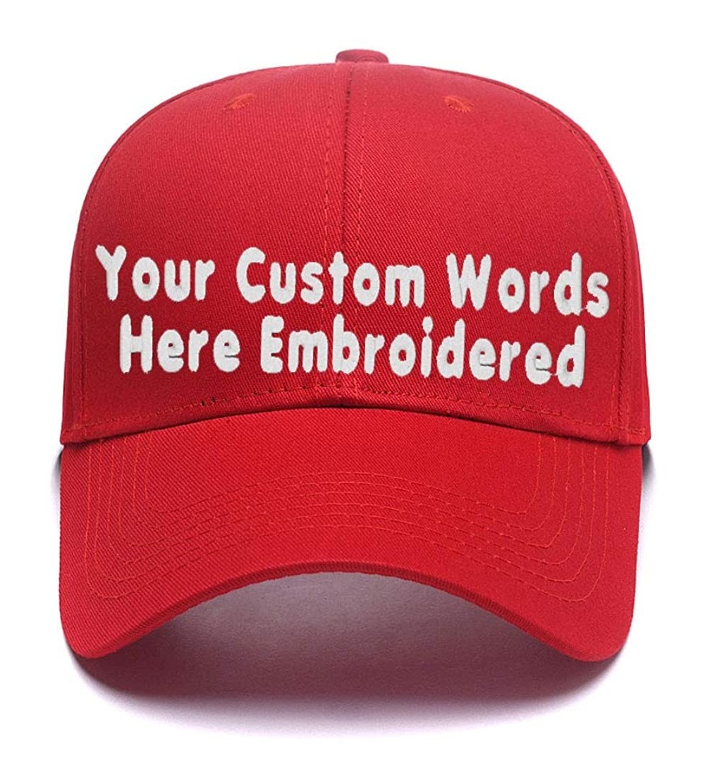 Baseball Caps DIY Embroidered Baseball Hat-Custom Personalized Trucker Cap-Add Text(Single Or Double Line) - Red - CW18GAXQEK...