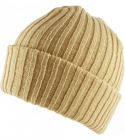 Skullies & Beanies Warm Thick Crochet Soft Daily Ski Skater Beanie Hat - Beige - CD11N3HC6OR $15.62