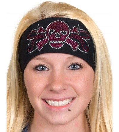 Headbands Doo Rag - Womens Wide Headbands - Biker Chick Hair Bandana - Skull - Pink - CE11IMVA7ZD $33.02