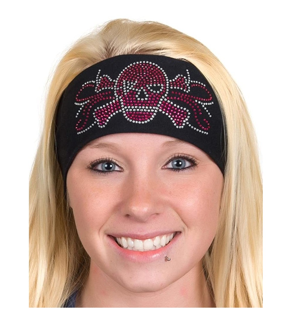 Headbands Doo Rag - Womens Wide Headbands - Biker Chick Hair Bandana - Skull - Pink - CE11IMVA7ZD $20.86