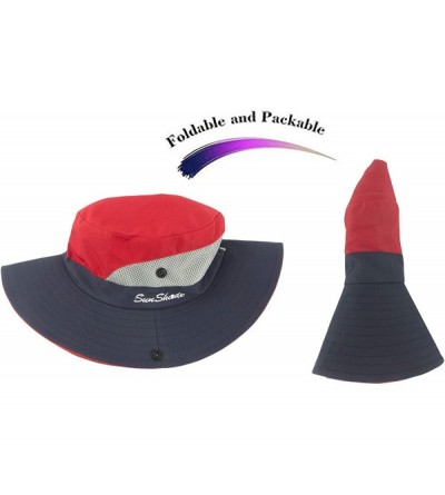 Sun Hats Women's Summer Mesh Wide Brim Sun UV Protection Hat with Ponytail Hole - Navy - CJ194AR0K3S $16.81