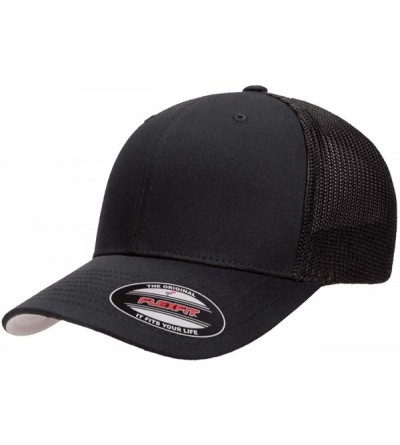 Baseball Caps The Original Flexfit Yupoong Mesh Trucker Hat Cap & 2-Tone - Black - CZ11LP4R5KZ $13.12