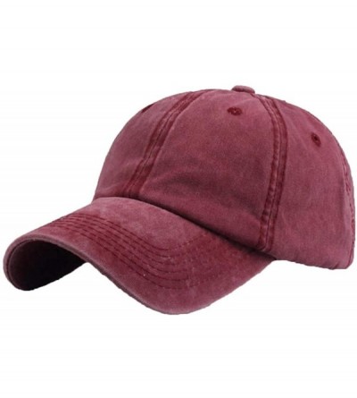 Baseball Caps Unisex Fashion Solid Adjustable Breathable Baseball Cap Sun Hats Baseball Caps - Wine Red - CR18TZQA3NN $18.68