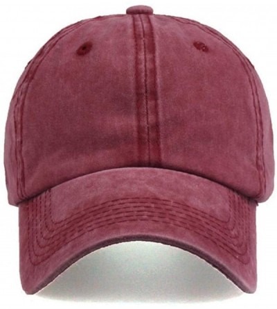 Baseball Caps Unisex Fashion Solid Adjustable Breathable Baseball Cap Sun Hats Baseball Caps - Wine Red - CR18TZQA3NN $18.68