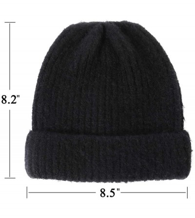 Skullies & Beanies Unisex Thick Warm Beanie - Knit Winter Hat - Black - CT18UNYWTZZ $12.00