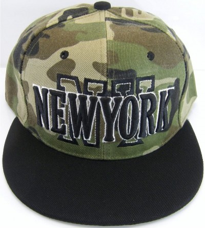 Baseball Caps New York Men's Camouflage Adjustable Snapback Baseball Cap - Black - CP17YGYLD4C $20.44