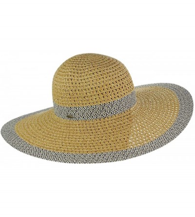 Sun Hats Women's Open Weaved Multicolored Band and Wide Brim Floppy Summer Sun Hat - Gray Mix - C917YUC9WTZ $15.32