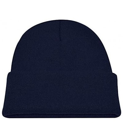 Skullies & Beanies Unisex Beanie Cap Knitted Warm Solid Color and Multi-Color Multi-Packs - 3 Pack - Navy - CS18LZ5GK28 $9.41