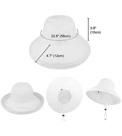 Sun Hats Women's Cotton Summer Beach Sun Hat with Wide Fold-Up Brim - C-white - CZ11KWCETLT $18.72
