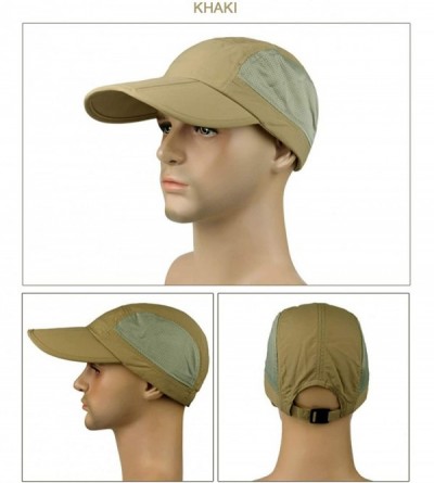 Sun Hats Outdoor Quick Dry Baseball Cap Foldable UPF 50+ with Long Bill Portable Sun Hats for Men and Women - Dark Khaki - C3...