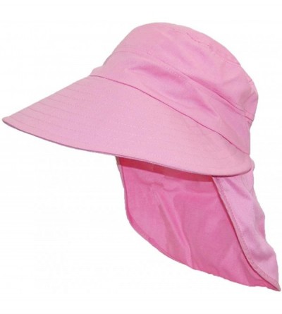 Sun Hats Women's Floppy Wide Brim Summer Hat W/Neck Flap (One Size) - Pink - C211VA3GH1N $8.48