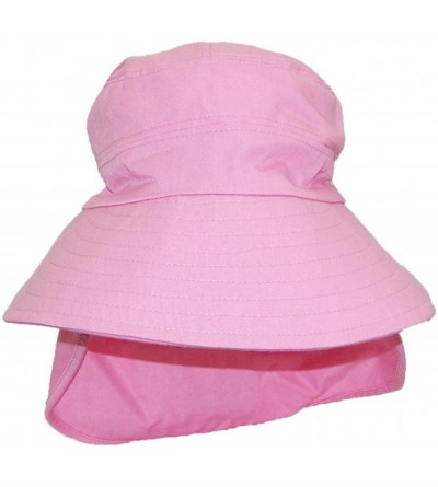 Sun Hats Women's Floppy Wide Brim Summer Hat W/Neck Flap (One Size) - Pink - C211VA3GH1N $8.48