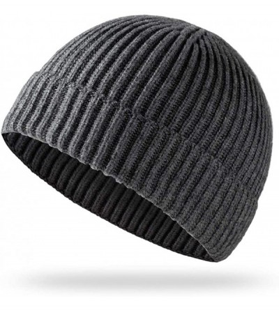 Skullies & Beanies Short Fisherman Beanie Hats for Men Wool Knitted Caps for Men Baggy Women Skull Cap - Gray - C31938N8HC2 $...