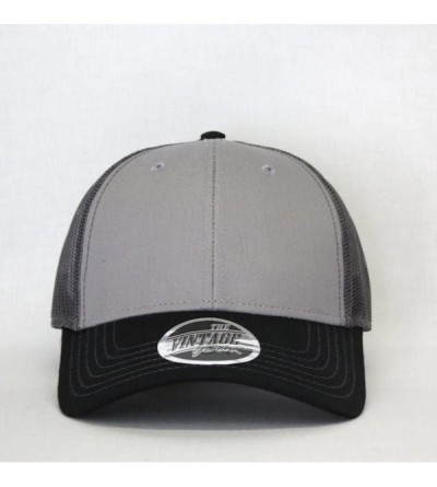 Baseball Caps Plain Two Tone Cotton Twill Mesh Adjustable Trucker Baseball Cap - Black/Gray/Charcoal Gray - CS18ERHM9KR $13.67