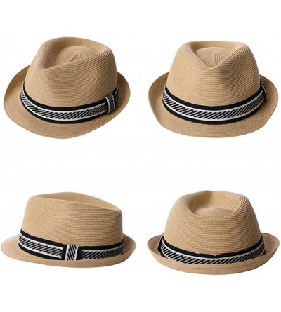 Fedoras Womens Summer Fedora Straw Trilby Beach Panama Derby Safari Sun Hat Crushable Adjustable Beige 58-60CM - C318O5Q68U4 ...