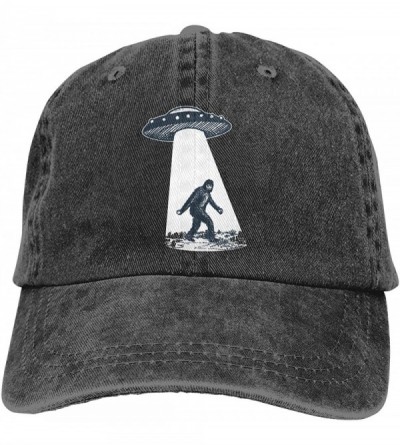 Baseball Caps Bigfoot UFO Abduction Unisex Adult Adjustable Sun Dad Caps - Black - C3185RN8DLY $8.37