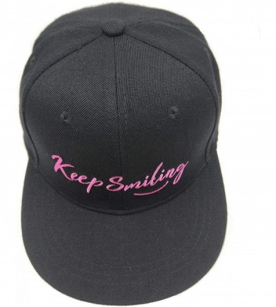 Baseball Caps 3D Embossed/Embroidery Letters Baseball Cap - Flat Visor Adjustable Snapback Hats Blank Caps - Keep Smiling-bla...