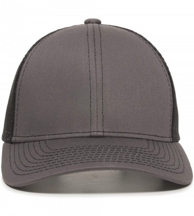 Baseball Caps Structured mesh Back Trucker Cap - Charcoal/Black - CQ182SZNC6O $11.40