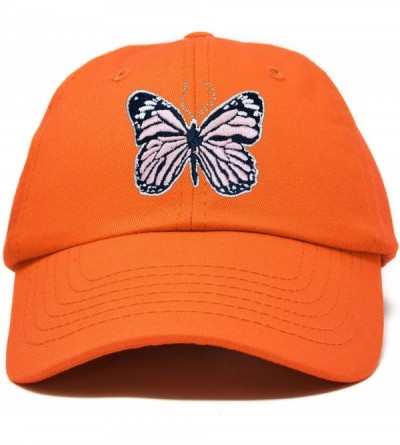 Baseball Caps Pink Butterfly Hat Cute Womens Gift Embroidered Girls Cap - Orange - CM18S03M75K $35.31