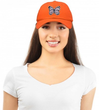 Baseball Caps Pink Butterfly Hat Cute Womens Gift Embroidered Girls Cap - Orange - CM18S03M75K $17.65
