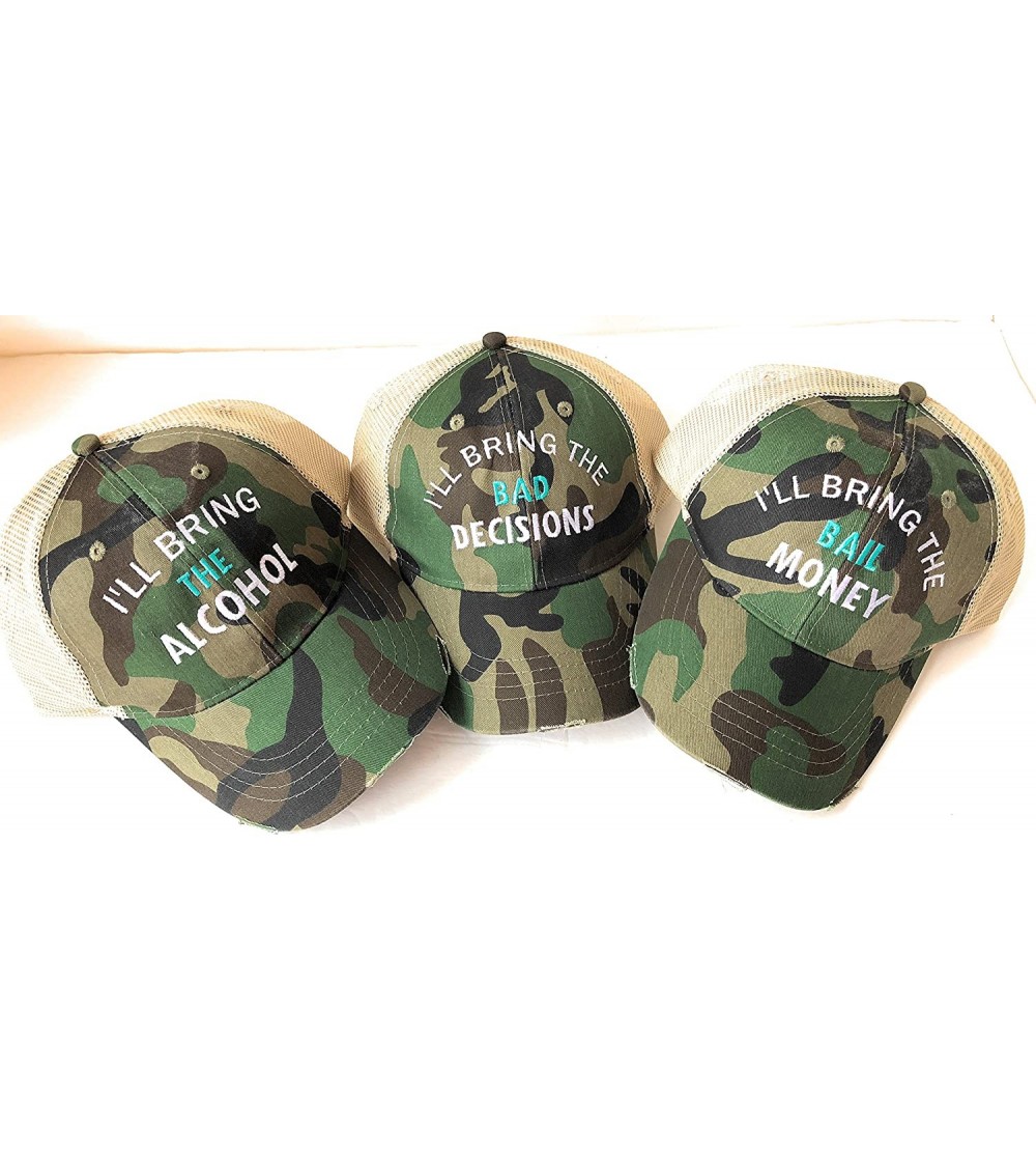 Baseball Caps Set of 3 I'll Bring The Alcohol/Bad Decisions/Bail Money Camouflage - CA18CL7AG0N $36.10