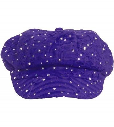 Newsboy Caps Glitter Sequin Trim Newsboy Style Relaxed Fit Cap - Purple - CC11993S66B $8.75