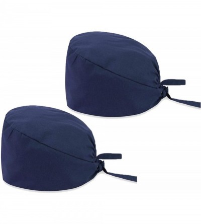 Skullies & Beanies Scrub Cap Sweatband Adjustable Bouffant Hats Headwear for Womens Mens Boys Girls - Dark Blue-2pc - CT1983Y...