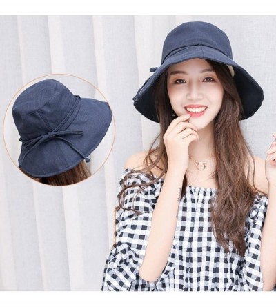 Sun Hats Women Sun Hats UPF50 Sun Protective Cotton Packable Wide Brim Outdoor Summer Hat 56-58CM - Navy - CU18EUMOKX9 $14.18