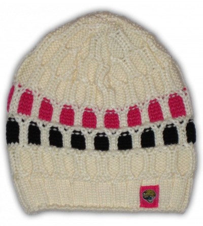 Skullies & Beanies Jacksonville Jaguars Women's Breast Cancer Awareness Sweater Knit Beanie Hat - CZ18GLW3I7Y $11.78