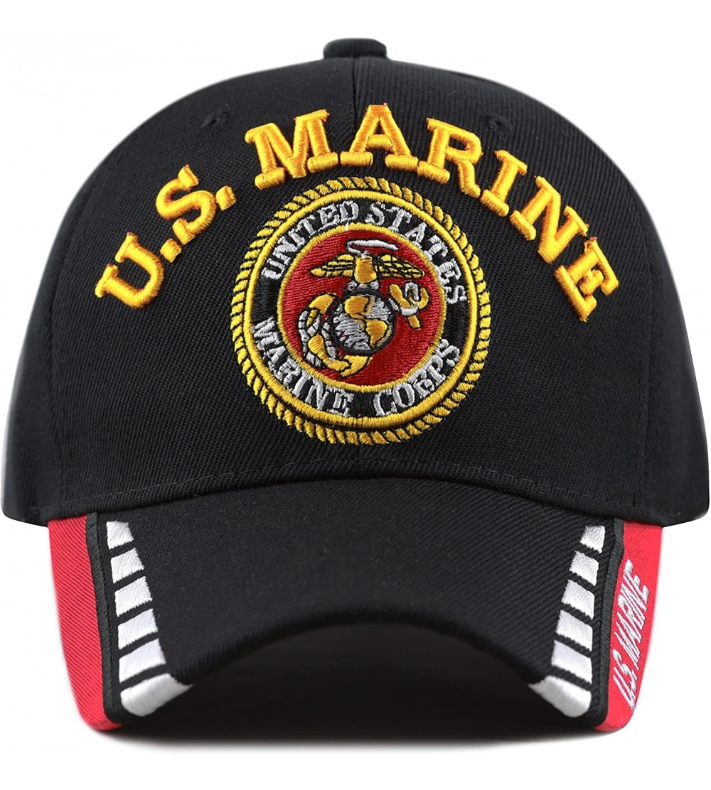 Baseball Caps Official Licensed 3D Embroidered Military Navy Army One Size Cap - Black Line- U.s. Marine - C21809XICIS $10.20