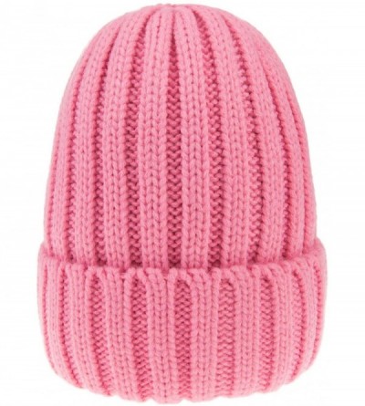 Skullies & Beanies Womens Winter Headwear Thick Soft Cable Knit Beanie Hats - Pink - CV18H39H9K3 $12.61