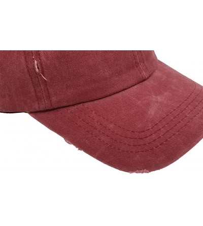 Baseball Caps Washed Ponytail Hats Pony Tail Caps Baseball for Women - Wine Red 2 - CQ18IIT5QSG $9.94