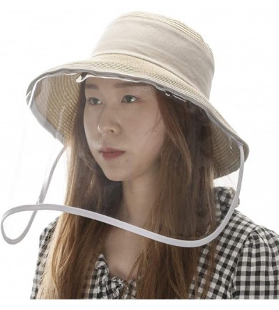 Bucket Hats Packable UPF Straw Sunhat Women Summer Beach Wide Brim Fedora Travel Hat 54-59CM - CW199E36DZH $42.26