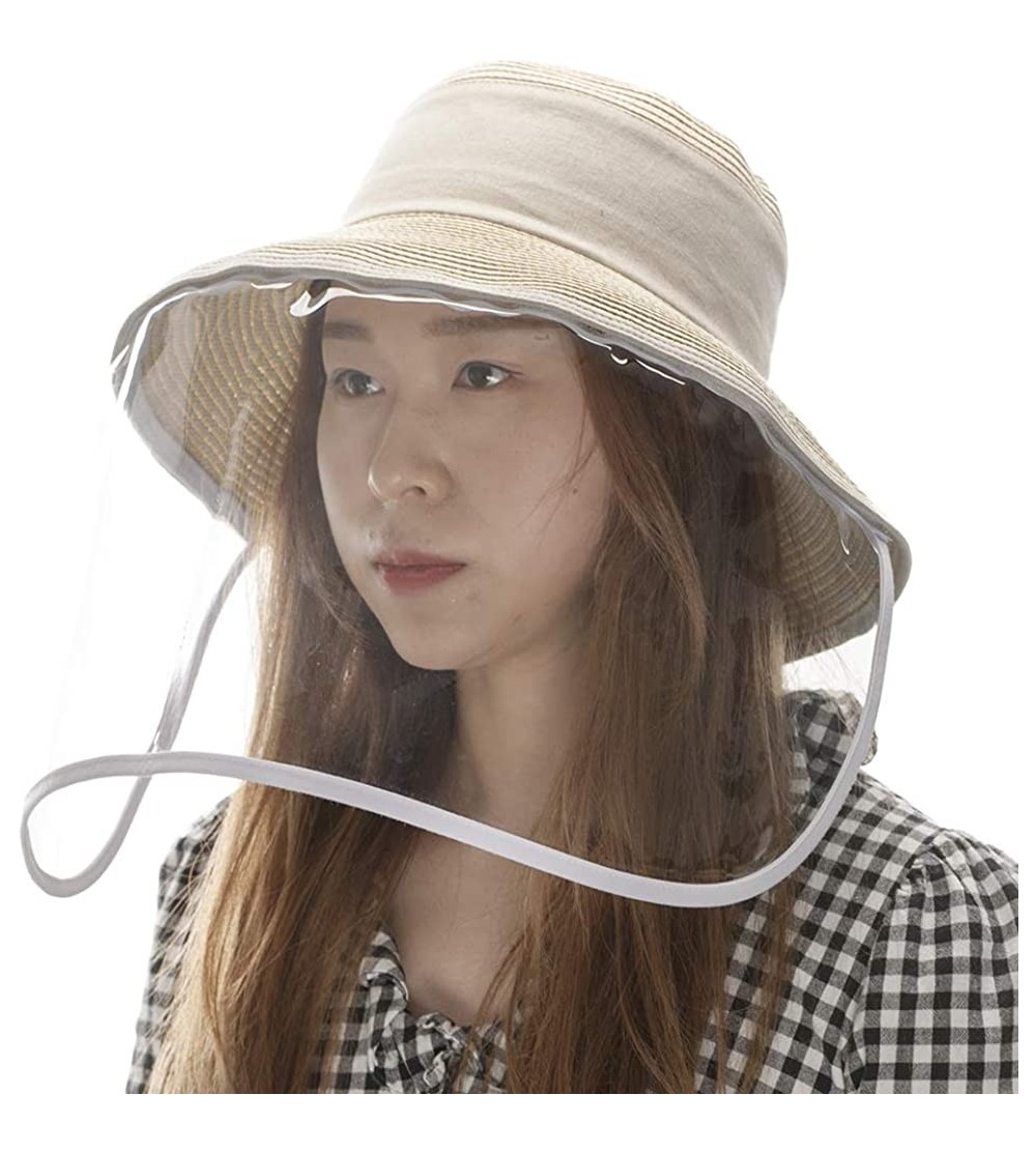 Bucket Hats Packable UPF Straw Sunhat Women Summer Beach Wide Brim Fedora Travel Hat 54-59CM - CW199E36DZH $23.10