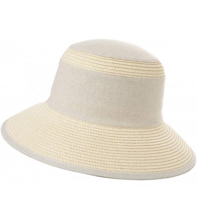 Bucket Hats Packable UPF Straw Sunhat Women Summer Beach Wide Brim Fedora Travel Hat 54-59CM - CW199E36DZH $23.10