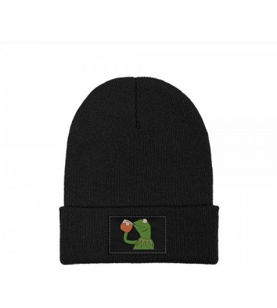 Skullies & Beanies Mens Womens Warm Solid Color Daily Knit Cap Funny-Green-Frog-Sipping-Tea Headwear - Black-4 - C518N6Z5828 ...
