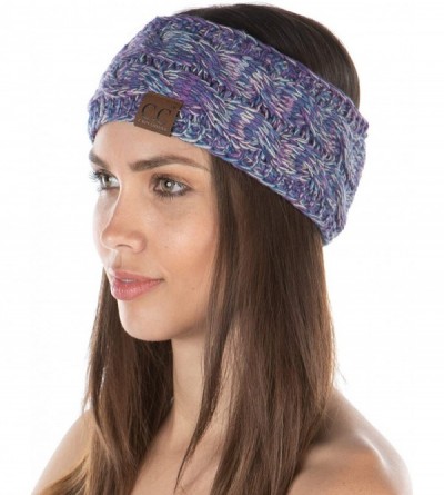 Cold Weather Headbands Exclusives Womens Head Wrap Lined Headband Stretch Knit Ear Warmer - Purple- Navy- Denim- Beige - 4 To...