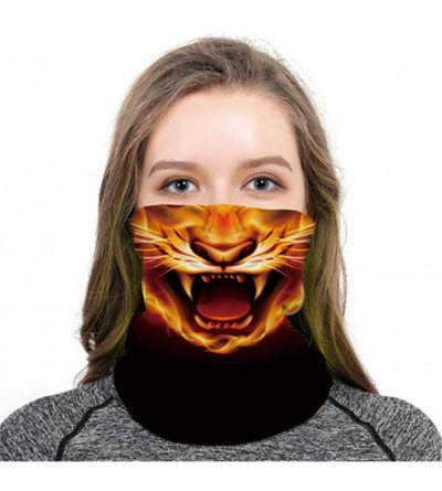 Balaclavas Cool Wolf Lion Print Bandana Balaclava Face Mask Neck Gaiter Scarf Headband for Men Women - Fire Tiger - CB197XMDH...